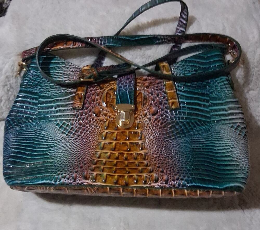 Women's Satchel Handbag Crocodile Embossed Leather